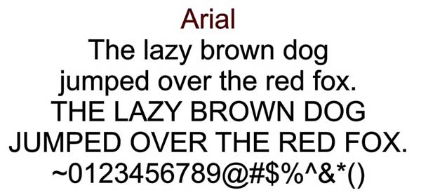 Font Arial for Engraved Brick