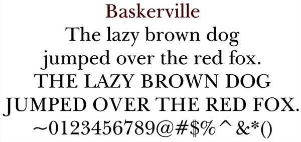 Font Baskerville for Engraved Brick