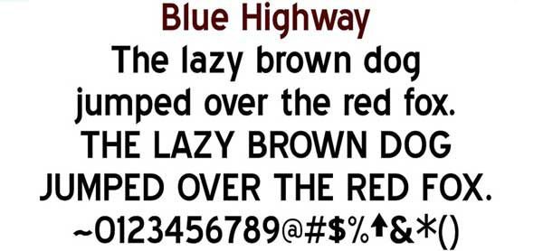 Font Blue Highway for Engraved Brick