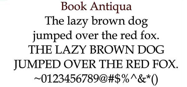 Font Book Antiqua for Engraved Brick