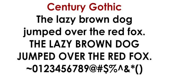 Font Century Gothic for Engraved Brick