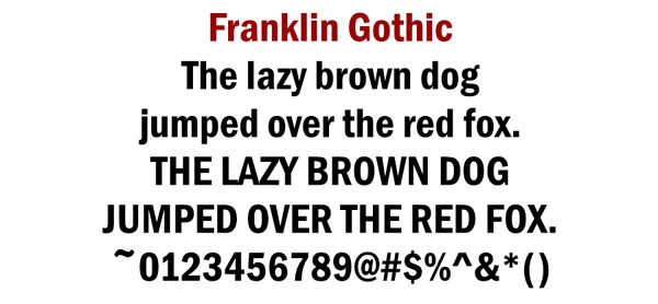Font Franklin Gothic for Engraved Brick