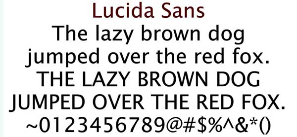Font Lucinda Sans for Engraved Brick
