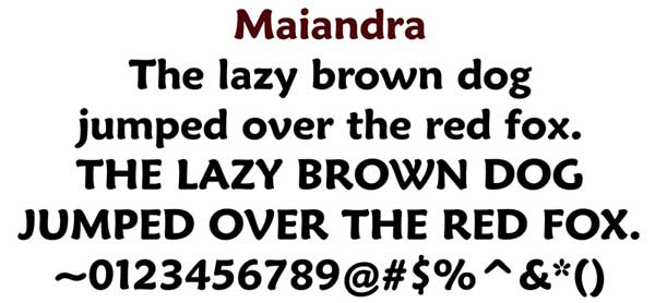 Font Maiandra for Engraved Brick