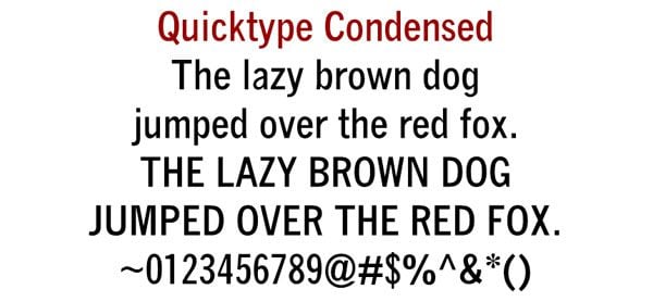 Font Quicktype condensed for engraved brick