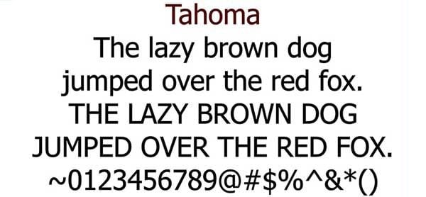 Font Tahoma for Engraved Brick