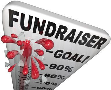 Brick fundraising campaign thermometer for reaching fundraising goals